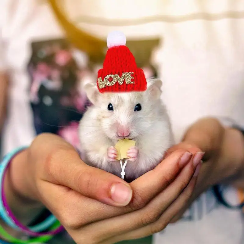 Christmas Hamster Hats Christmas Pet Costumes Adjustable Tiny Santa Hat Small Animal Pets Hat With Elastic Chin Strap For