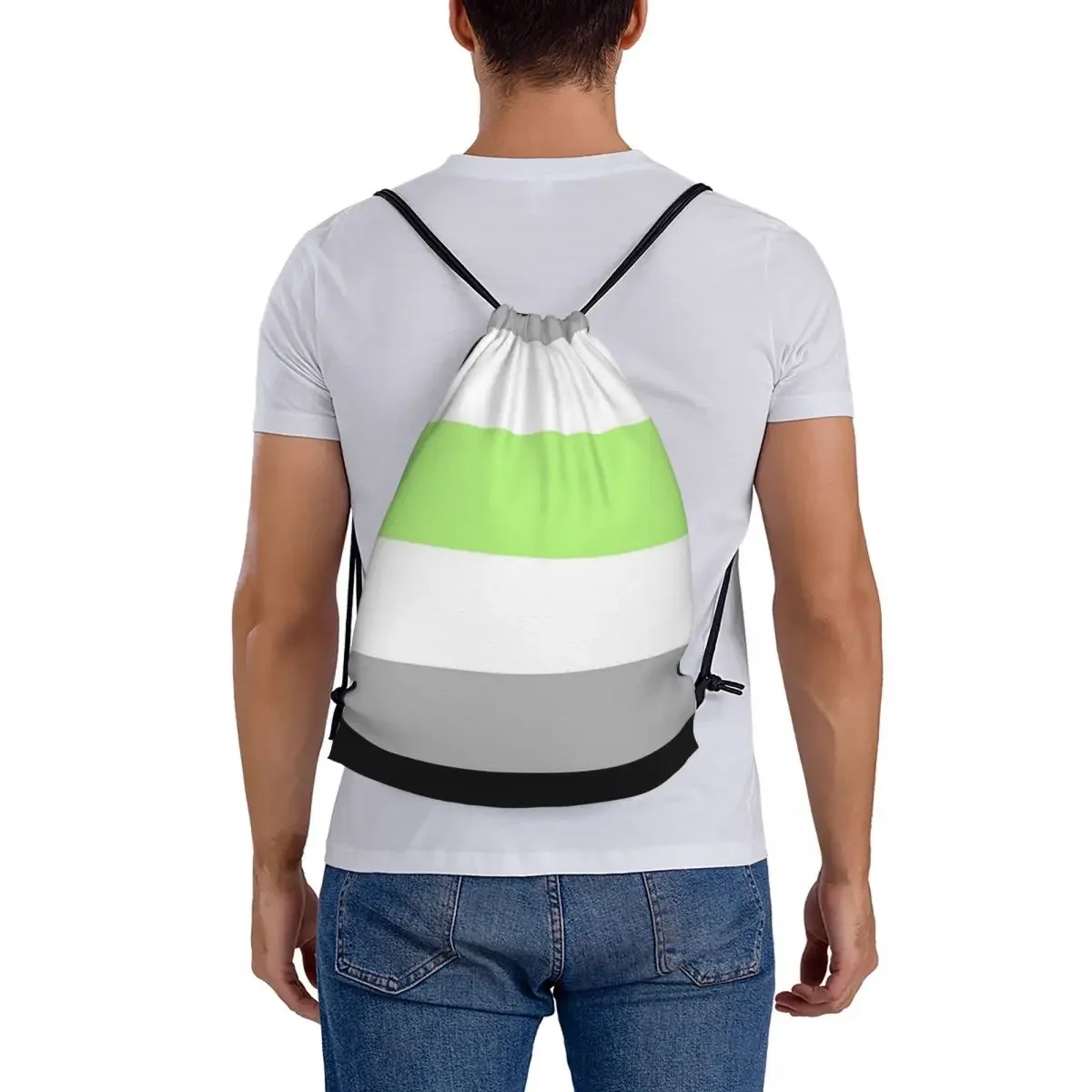 Sacos de cordão portáteis para homens e mulheres, mochilas com bandeira Abender, bolso, bolsa esportiva, bolsa para estudantes, casual