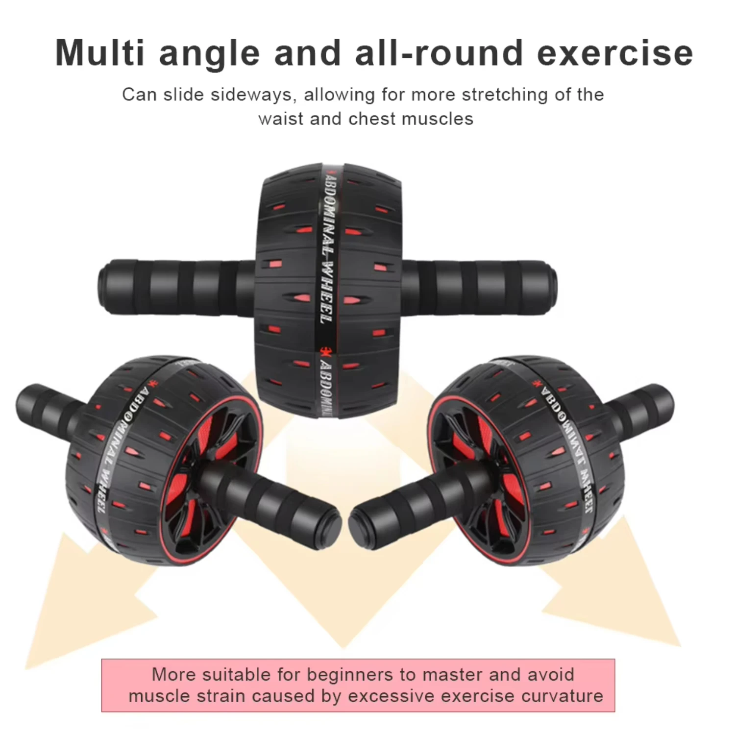 Abs Workout Ab Roller Noise Wheel Oefenapparatuur Buikwiel Roller Gymnastiekwiel Fitness Gym Krachttraining