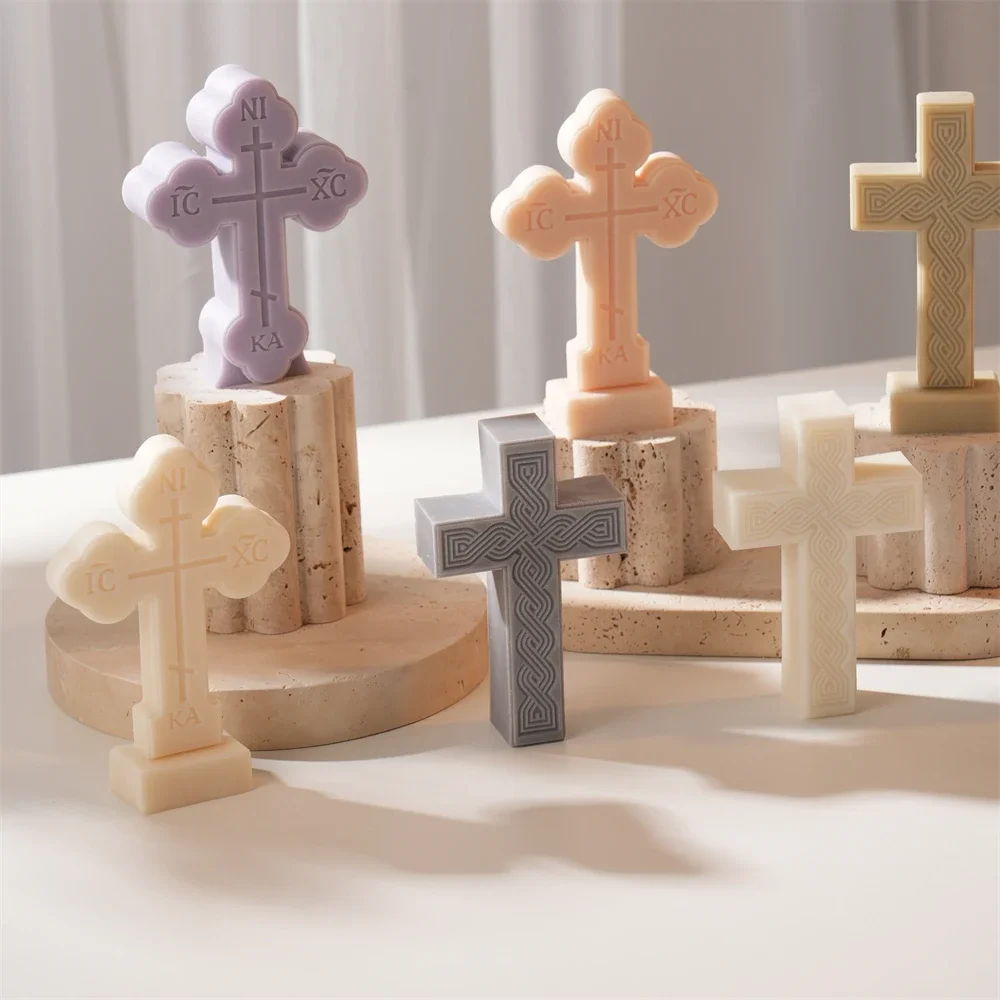 

Cross Soy Wax Mould Home Decor Gift Standing Cross Candle Silicone Mold