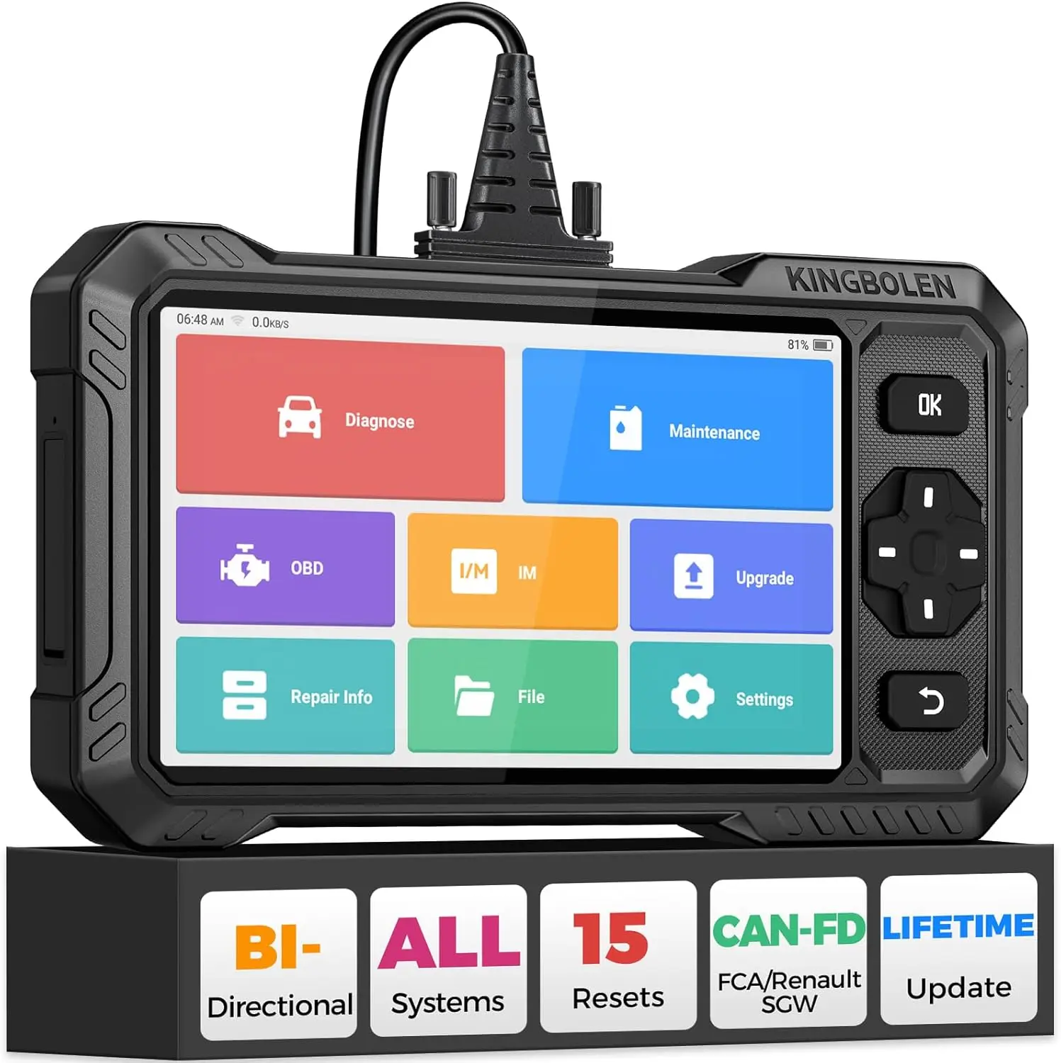 

Диагностический сканер S6 Elite OBD2 2026 с двунаправленным сканированием, 15 функций сброса, активные тесты, диагностика всех систем автомобиля, CAN FD FCA Renault