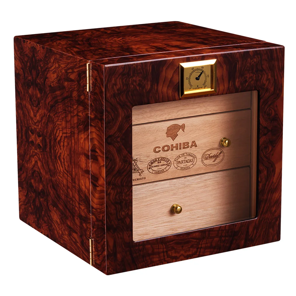 Cigar Humidor Spanish Cedar Wood 3 Layers Large Capacity Cigar Humidor With Hygrometer Luxury Cigar Humidor Cabinet Case