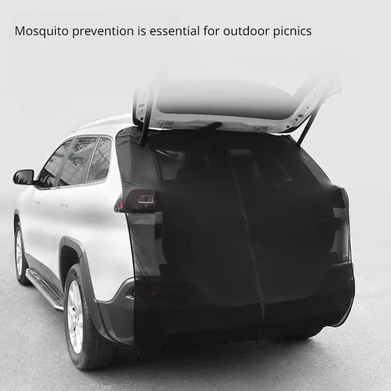 SUV Trunk Tailgate Mosquito Net Car Tailgate Sunshade with Two-way Zipper Breathable Insect-proof UV-proof SUV Trunk Curtain