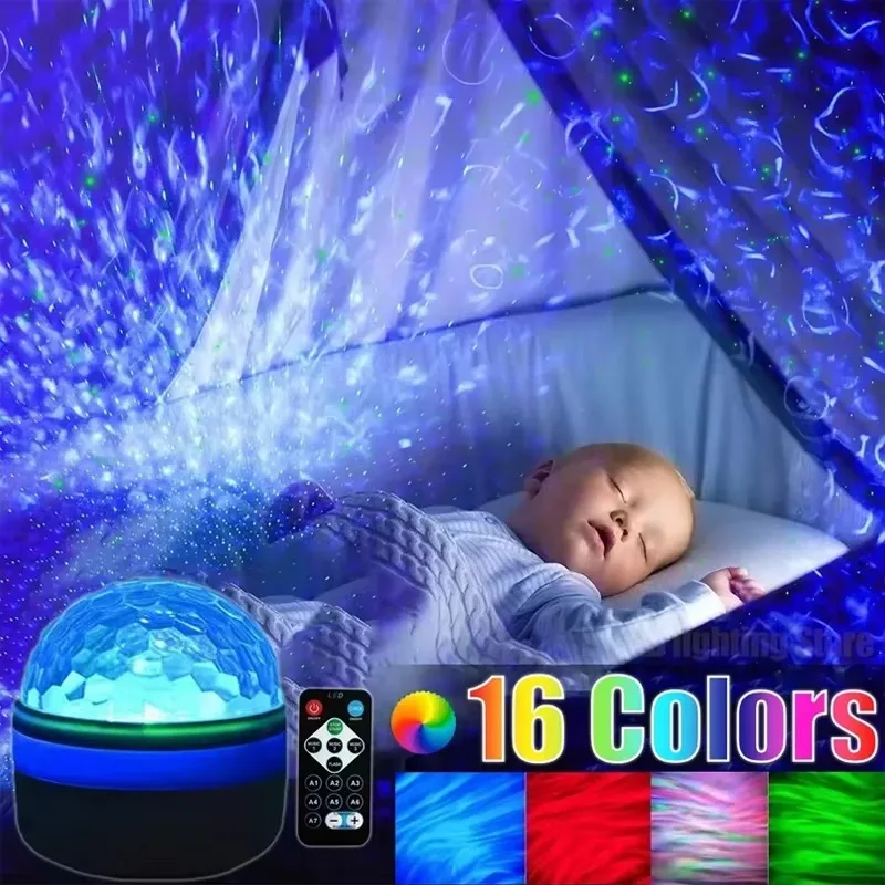 USB Star Projector Night Light Bedroom Rotating Christmas Decor Room Ambience Mood Lighting Home Party Festival Decoration