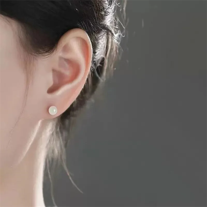 Senlissi- Retro Palace 6–12 mm natürliche Hotan-Jade-Ohrringe, 925er Sterlingsilber, Ohrstecker, 18 Karat Ohrringe für Damen, Schmuck, Geschenke – Detail 10