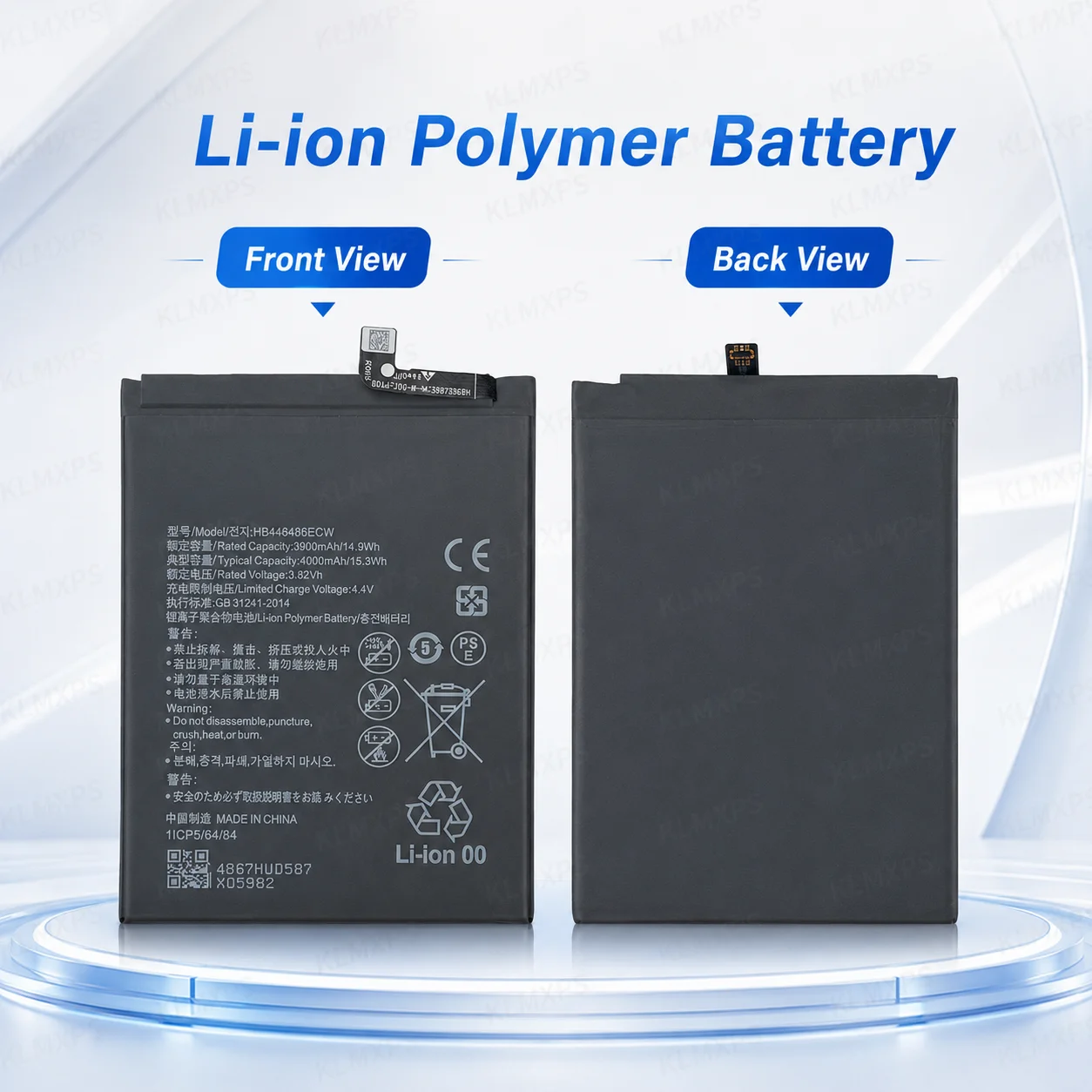 HB446486ECW 4000mAh Fast Charge Battery for Honor 9X/Pro Nova5i Enjoy10Plus High Capacity Replacement Lithium Battery