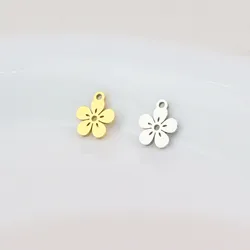 10pcs Wholesale StainlessSteel High Quality Mirro Polish Flower Women Charm Pendant DIY Necklace Bracelets Unfading Colorless