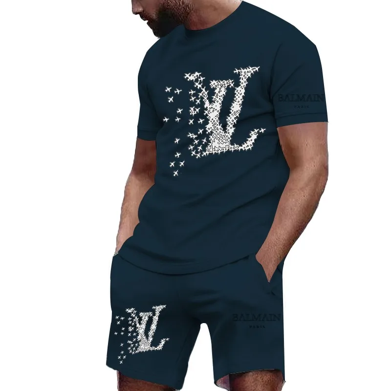 

2025 Men's and Women's Fashion Leisure High Quality 3D Printed T-shirt Set New Product