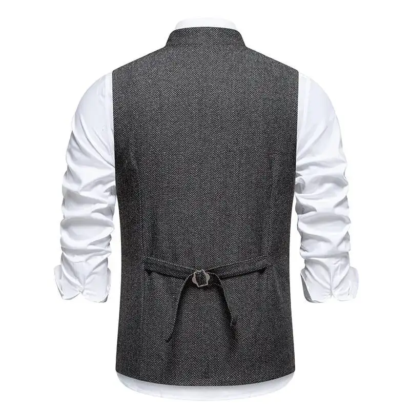 Luxury Mens Suit Vests Coletes Masculinos Elegantes Waist Coat  Vintage Stand Collar Veston Hombre Formal Slim Fit