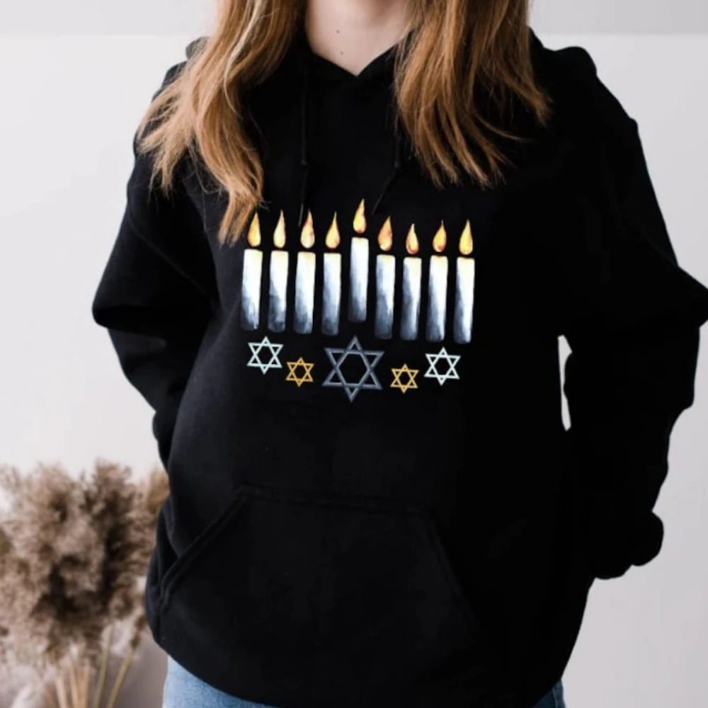 هانوكا هوديي الشمعدان البلوز عطلة المرأة رياضية مريحة شخصية هوديي الشتاء الملابس الرياضية الجمالية