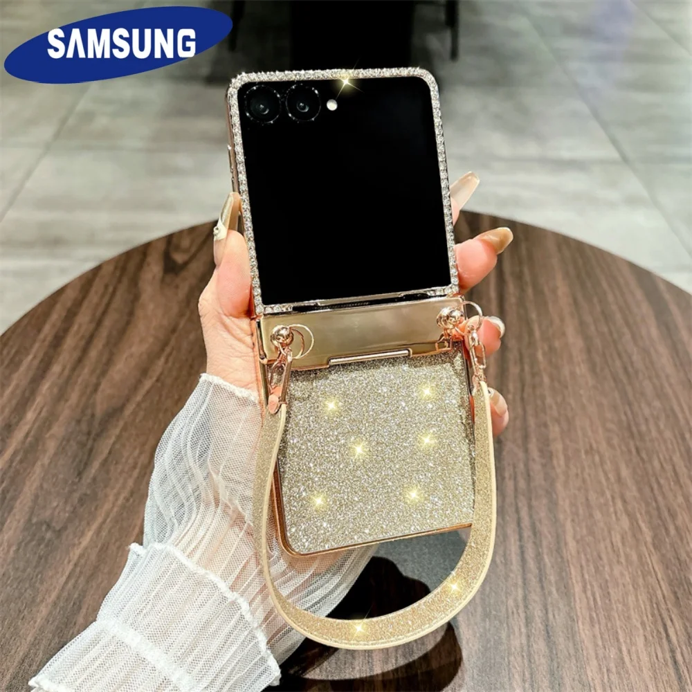 

Для Samsung Galaxy Z Flip 7 6 5 4 3 ZFlip7 Flip 7 FE Jewelled Diamond Роскошный градиентный блестящий ремешок-держатель на запястье