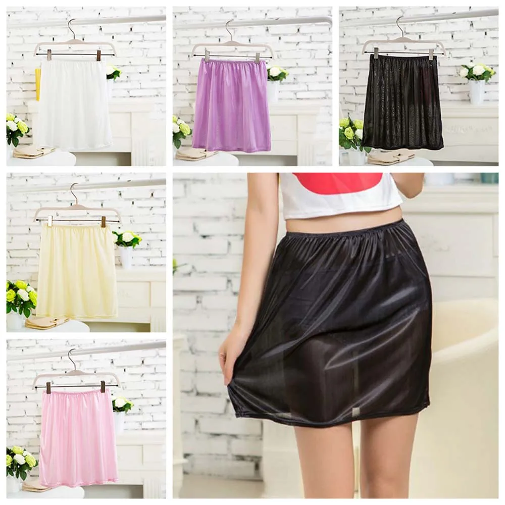 Short Length Women Dress Underskirt Slips 40cm Skirt Accessories Half Slips Petticoat Innerwear Solid Color