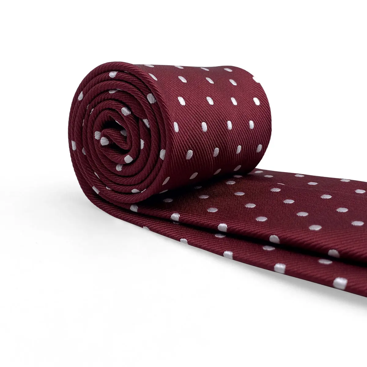 S15 Dots Maroon Red White Ties for Men Wedding Neckties Extra Long 63\