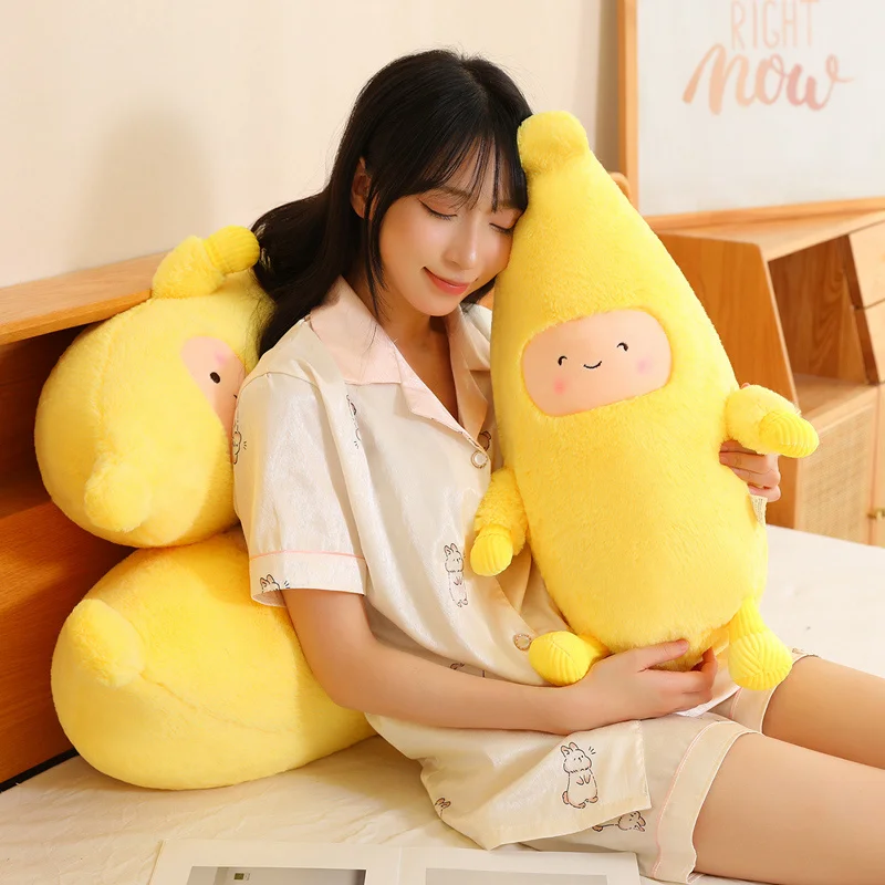 45-80 cm soffice banana peluche cuscino farcito emozione frutta cuscino figura umana peluche cuscino per dormire regalo compagno