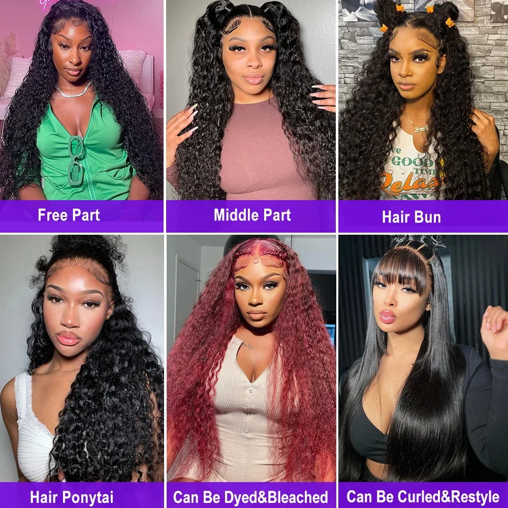 13x6 Hd Lace Frontal Wig 40 Inch 360 13x4 Curly Lace Front Wigs Human Hair Wig Deep Wave Lace Frontal Wig Brazilian Pre Plucked