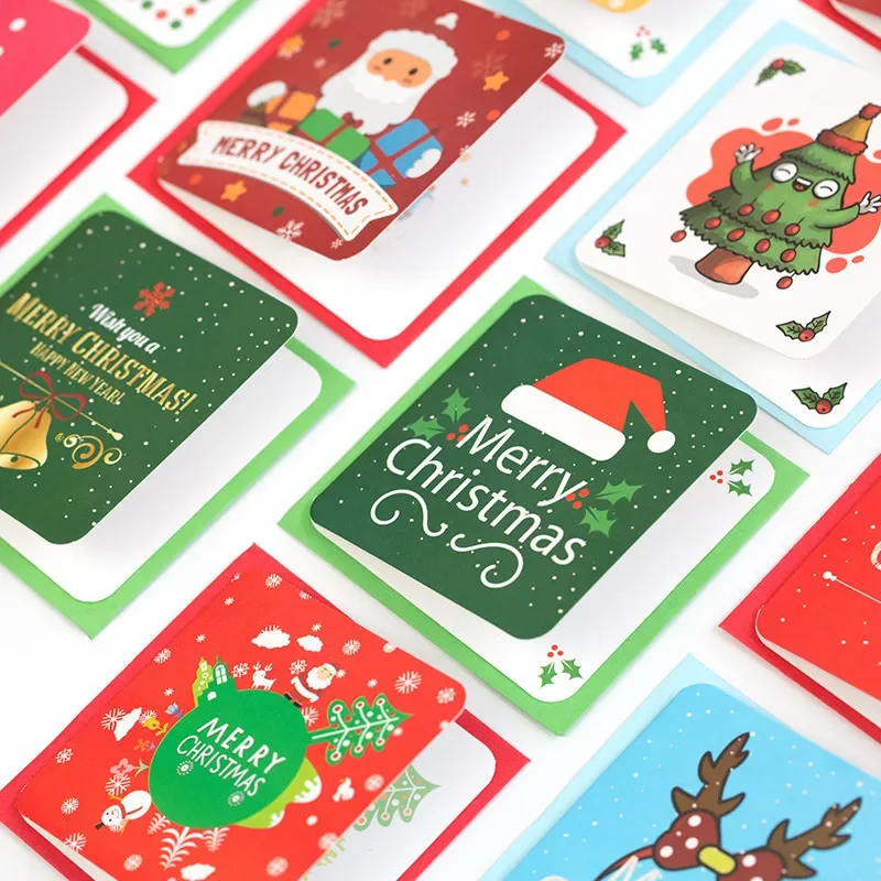 24 Pcs/lot Christmas Greeting Card Kids Mini Blessing Envelope New Year Postcard Gift Card Xmas Party Festival Products