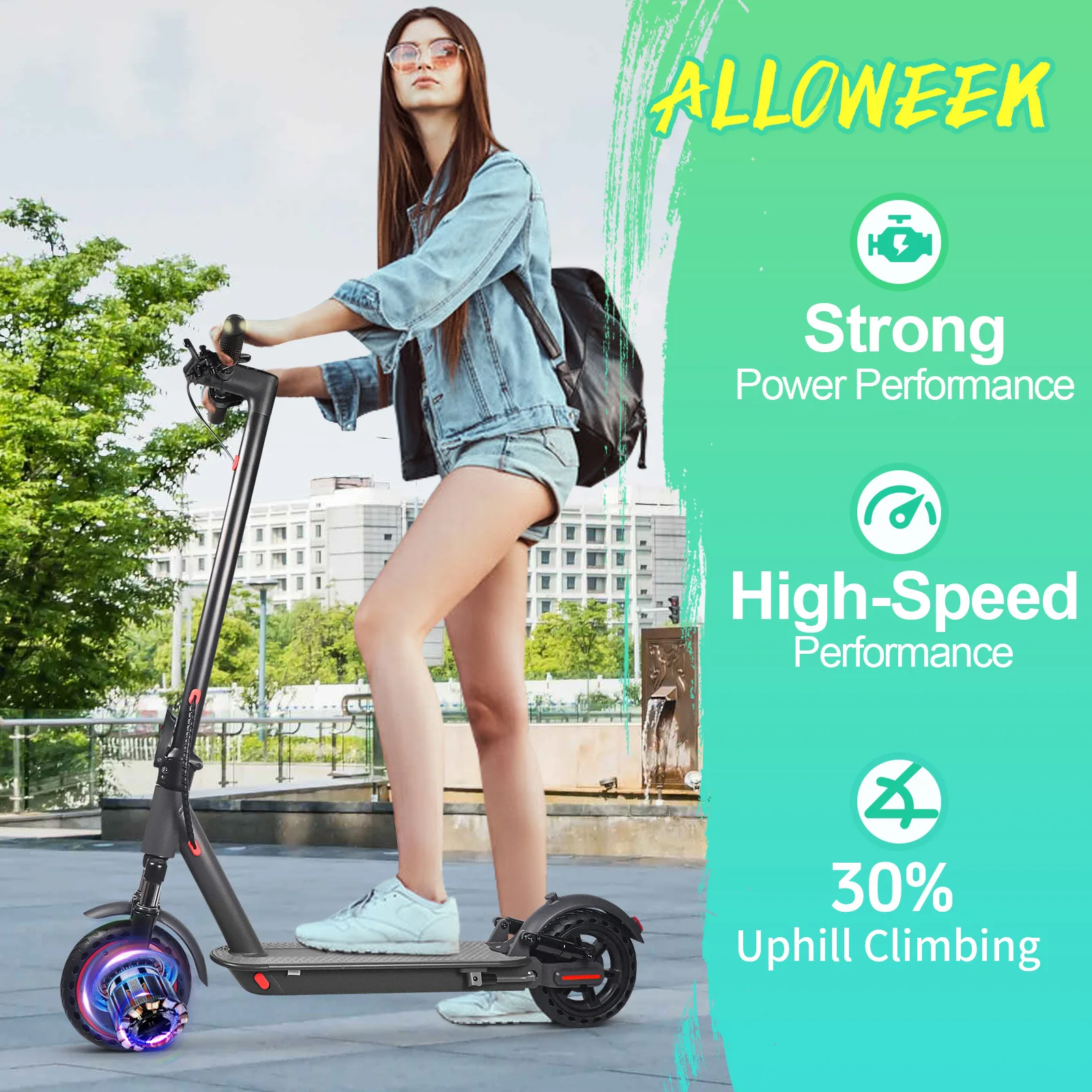 AOVOPRO HP07 Intelligenter Elektroroller 36V 10,5Ah 35KM Reichweite 8,5 Zoll Stoßdämpfung Blinker Doppelte Scheibenbremsen App-Steuerung E-Scooter – Detail 11