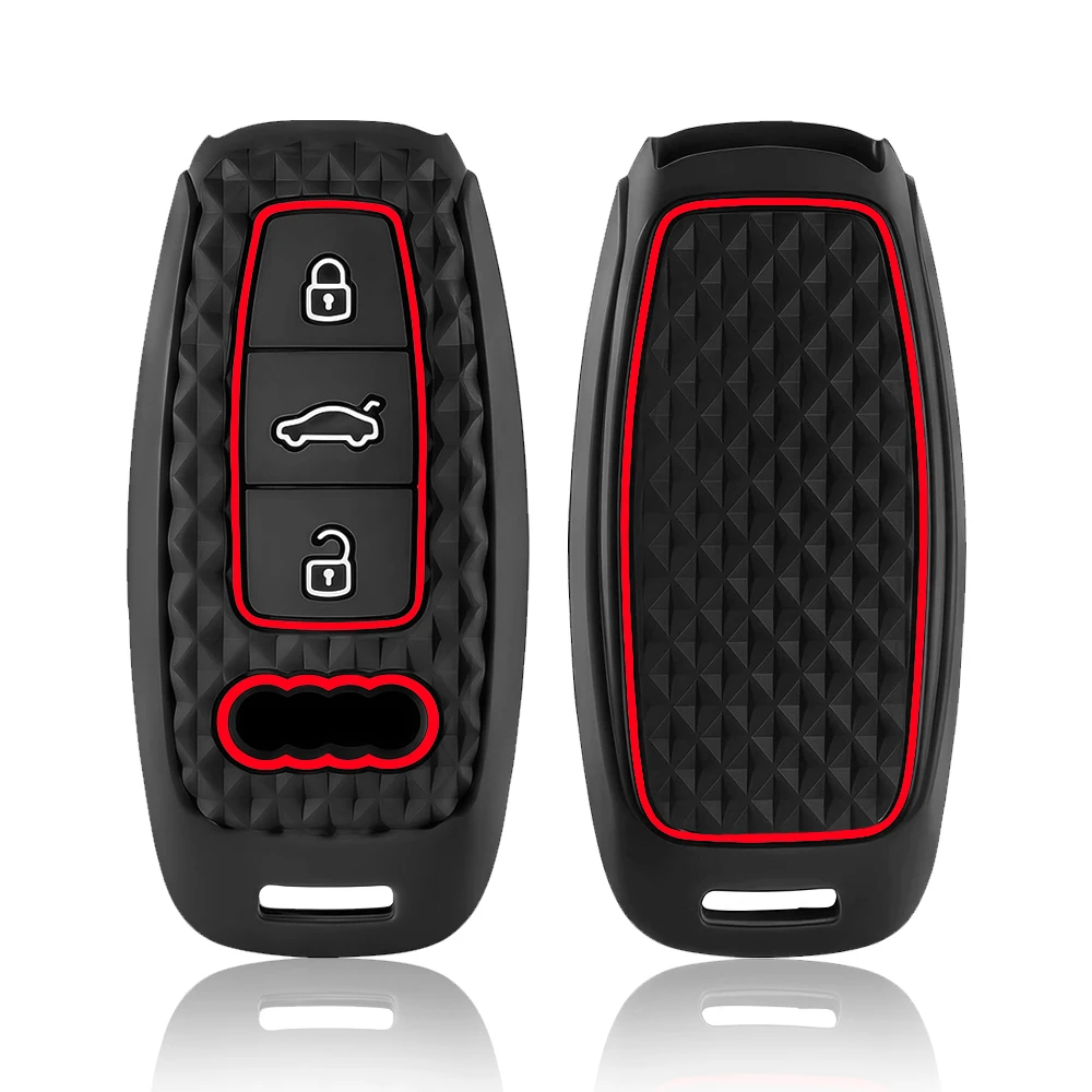 

For Audi Key Cover Silicone Llavero For Audi A6L 2020 A7 E-tron A8 Q8 C8 D5 2019 2018 3 Button For Audi Key Case Car Accessories