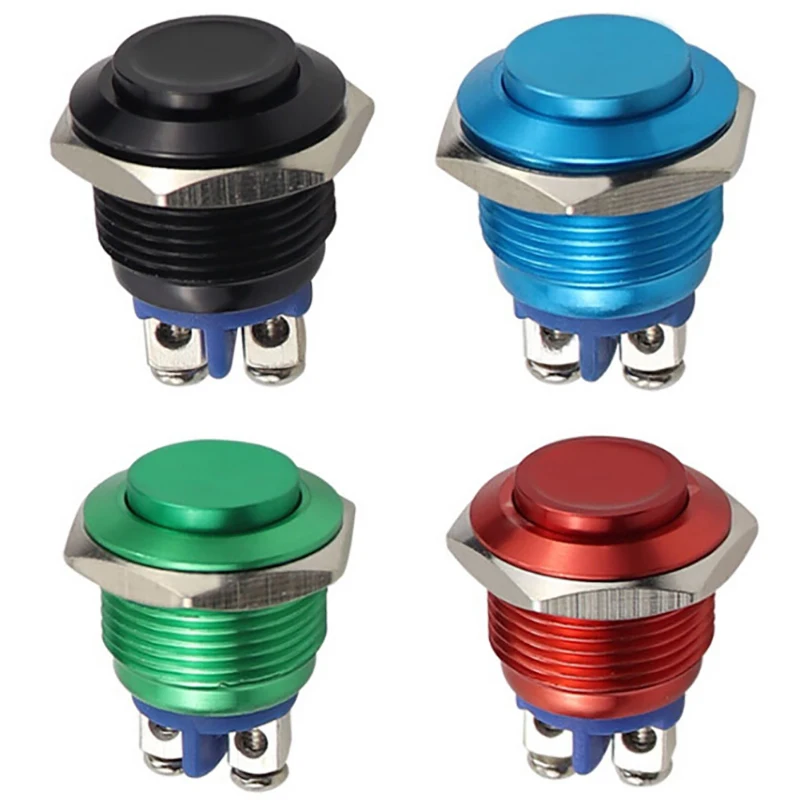 Round Shape 16mm IP67 Metal Push Button Switch Waterproof Self-reset Momentary Locking Latching NO High / Flat