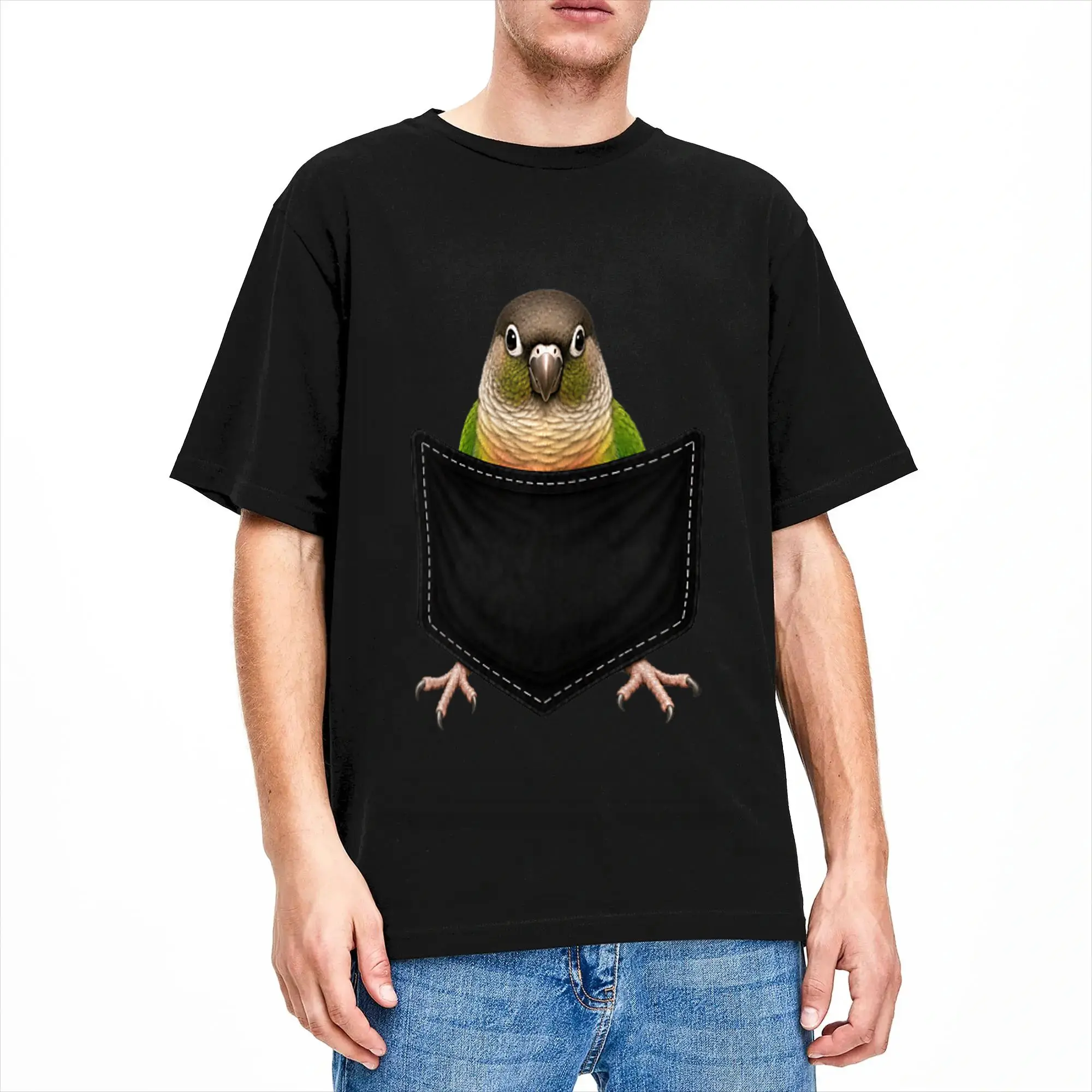 Green Cheek Conure Lover Cute Pocket Parrot T-Shirts Men  Funny Cotton Tee Shirt Crew Neck Short Sleeve T Shirt Gift Idea Tops