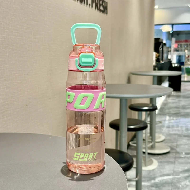 مقبض زجاجة مياه رياضية 650 مل مع زجاجة مياه بلاستيكية شفافة ذات سعة عالية وأدوات للشرب مانعة للتسرب #3