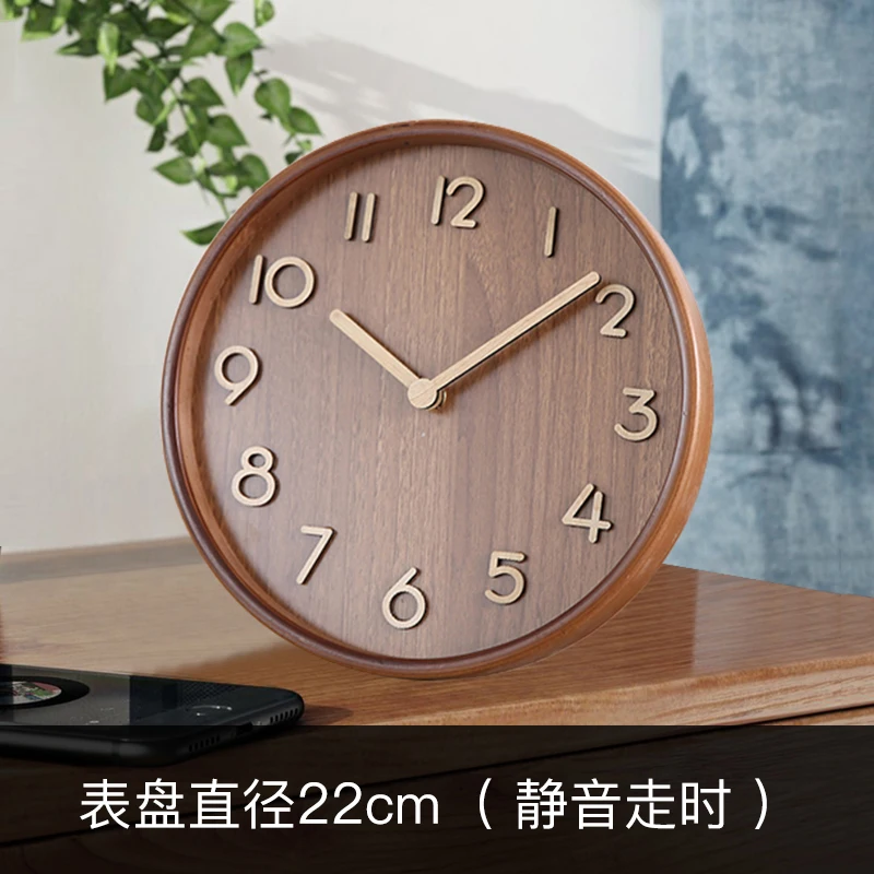8 inch houten bureauklok moderne mode creatieve huiswoonkamerdecoratie Scandinavische stijl eenvoudige klassieke stille analoge klok