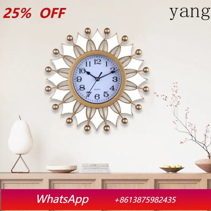 

LH Vintage Wall Clock Living Room Modern Mirror Light Luxury Home Fashion Simple Decorative Clock