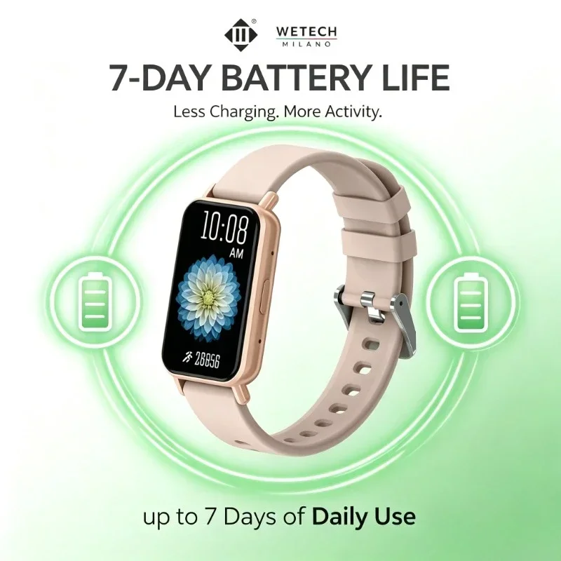 WETECH WX10, smartwatch sottile con schermo touchscreen, chiamate Bluetooth con microfono integrato, monitoraggio della frequenza cardiaca, del sonno e dello stress, 123 modalità sportive, batteria