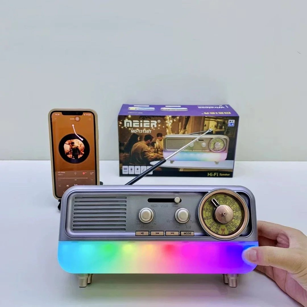 Ретро портативный беспроводной Bluetooth аудио многодиапазонный радиоприемник высококачественный сабвуфер украшения дома колонки уличный MP3-плеер