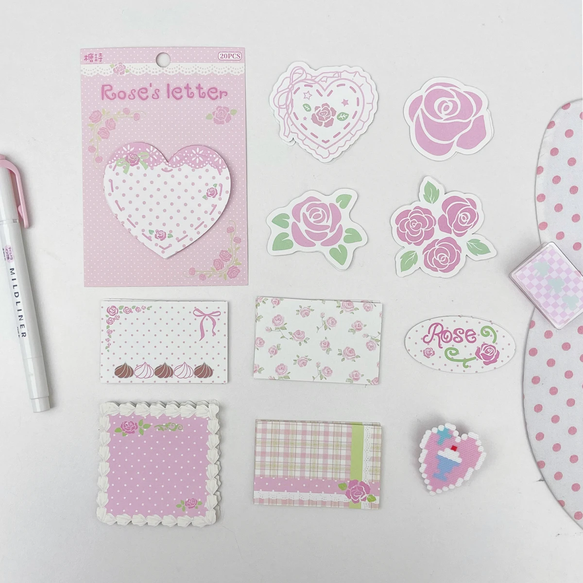 20pcs Vintage Rose Coffee House Writable White Kraft Paper Stickers for Journal Scrapbook Photo Collage DIY Stationery Decor