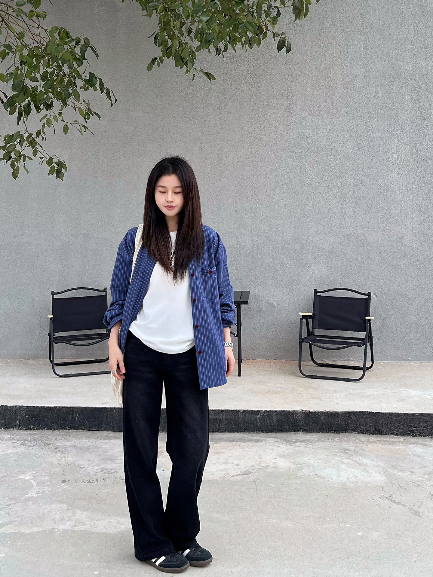 

Женские джинсы Bla с высокой талией, широкими штанинами, свободного прямого кроя, весна-осень, утягивающие, больших размеров, в пол