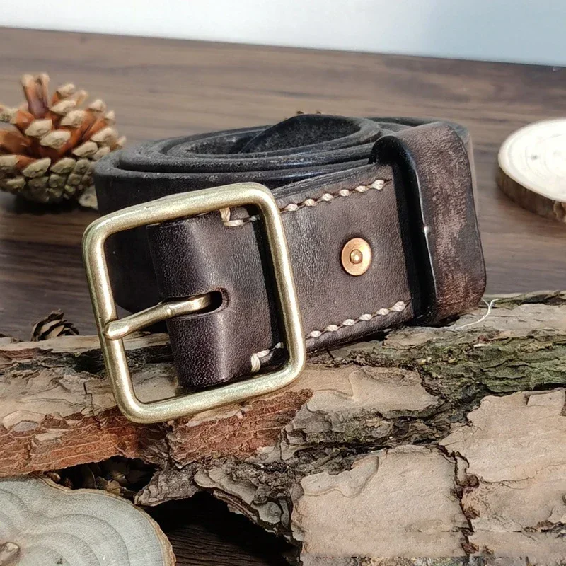 4,1 CM Männer Hohe Qualität Echtes Leder Gürtel Luxus Designer Messing Pin Schnalle Gürtel Reinem Rindsleder Vintage Strap Männlichen Jeans für Mann