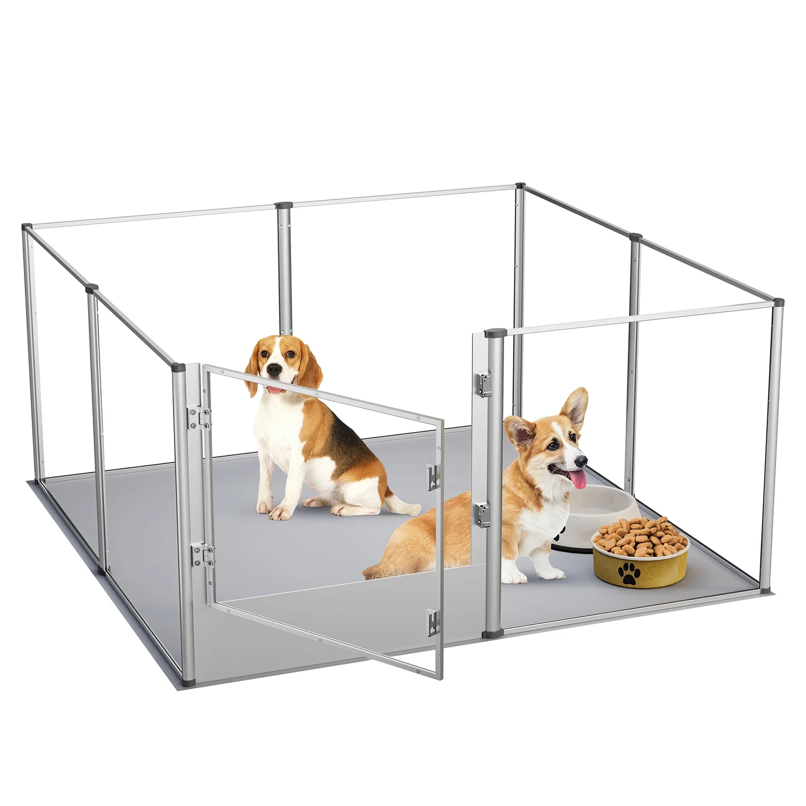 

Dog Clear Playpen Fence Kennel Indoor Pet Play Pen Cage Whelping Box with Waterproof Fertility Pad - Heavy Duty Pets Large