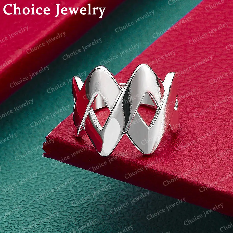 

925 Sterling Silver Size 7-10 Wave Ring For Women Men Fashion Jewelry Vintage Grace Charm Noble Party Birthday Gifts