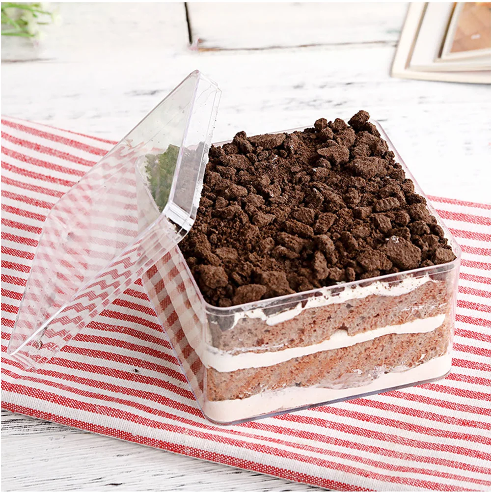 

10Pcs Food Grade Transparent Plastic Food Boxes Cookie Bags Biscuit Containers Square Bottom Disposable Storage Boxes For Candy