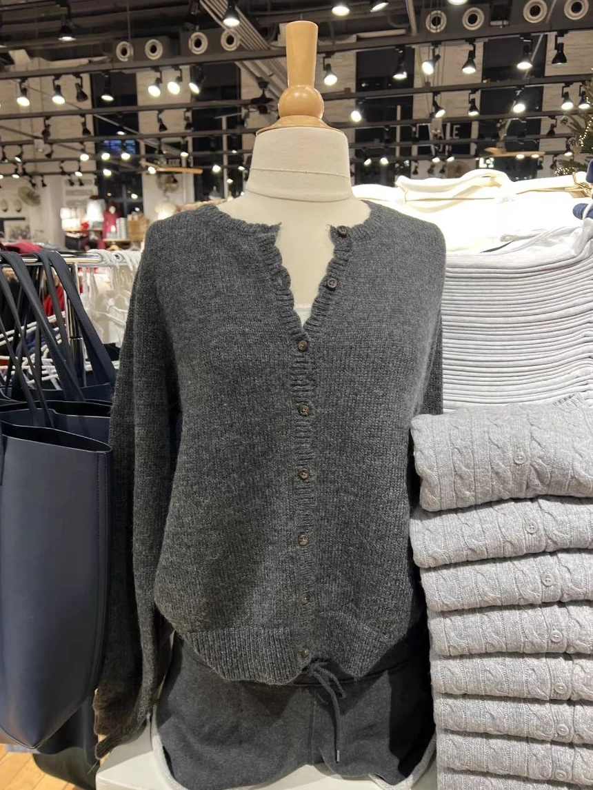 

Однотонный простой вязаный кардиган-свитер с круглым вырезом, на одной пуговице, свободный, с длинными рукавами, повседневный, винтажный, женский