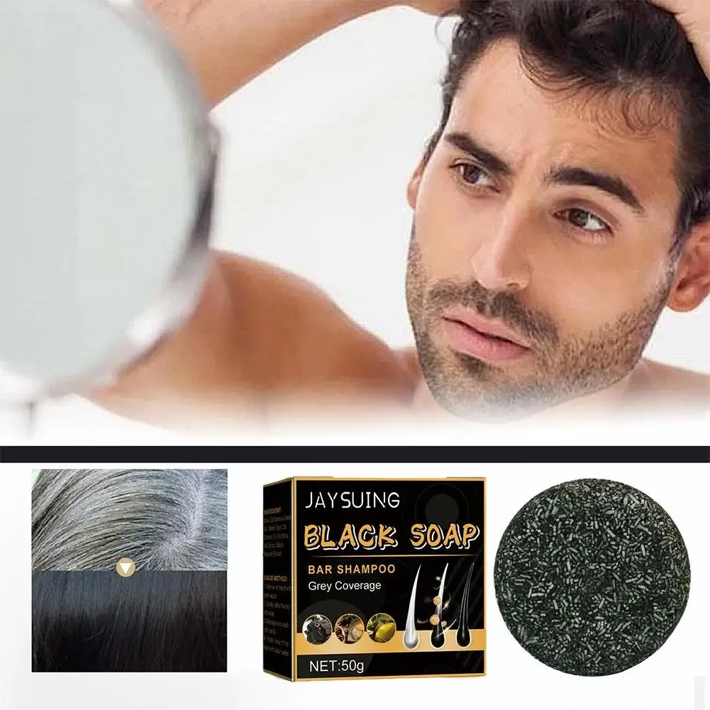 Polygonum Multiflorum Black Hair Soap Darkening Shampoo Bar Repair Gray White Hair Color Dye Face Hair Body Shampoo