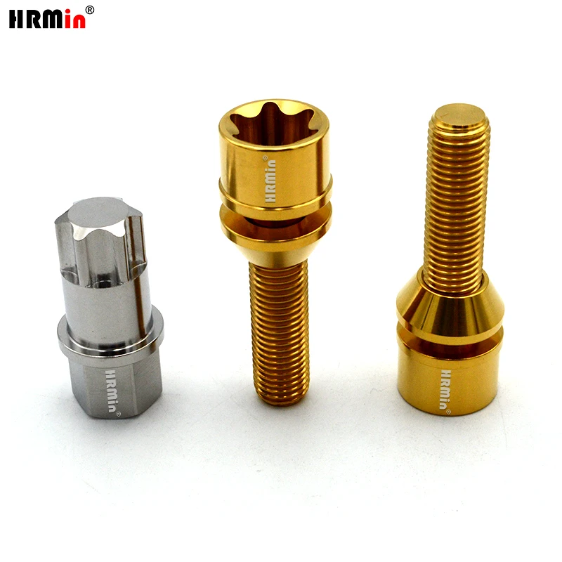 HRmin Gr5 titanium Wheel Screw bolt M14x1.5x28-45mm Torx with Free cone washer car