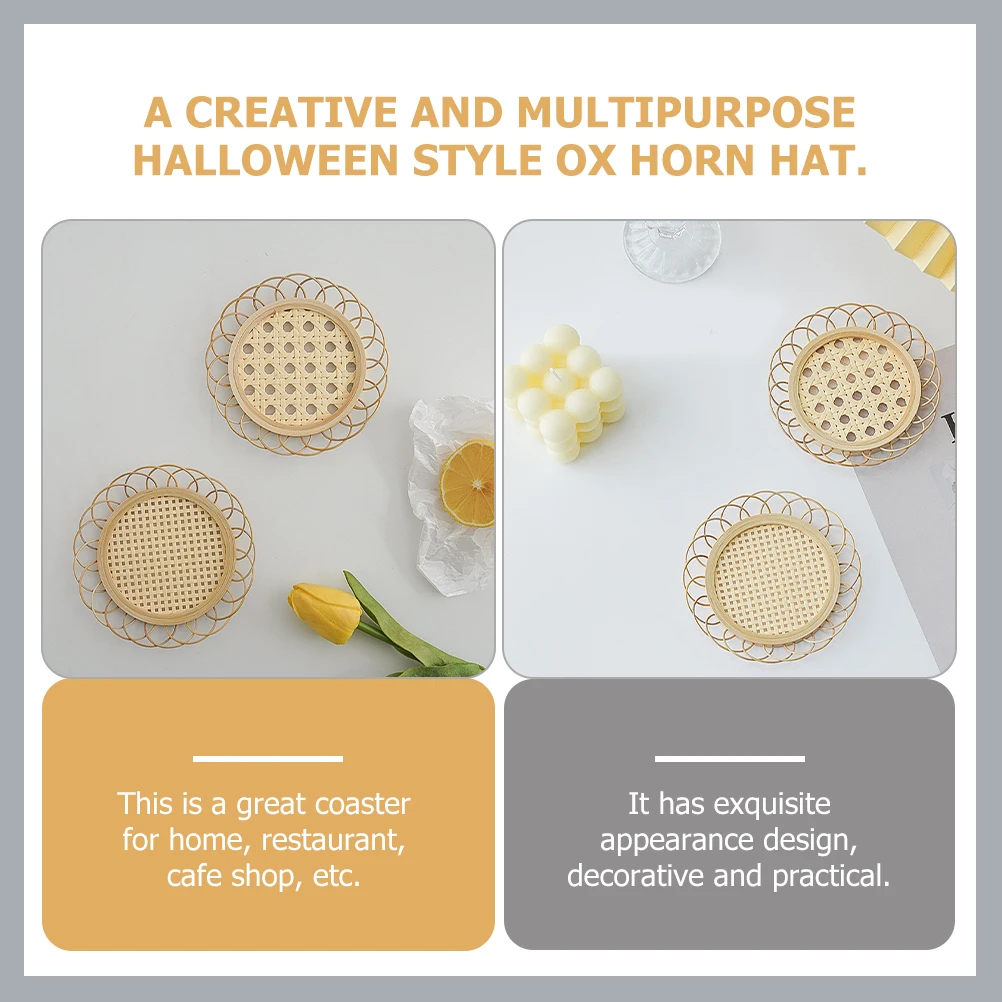 

4Pcs Bamboo Coaster Round Handmade Non-Slip Heat Insulation Cup Mat for Home Table Decoration Drink Holder Water Proof Surface