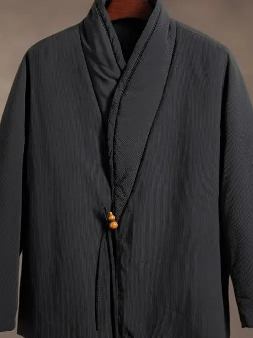 

Thiened Cotton Jaet for Men Chinese Sle Gourd Button Warmth Outerwear Winter Outer Layer Stand Fit Long Sve Coat