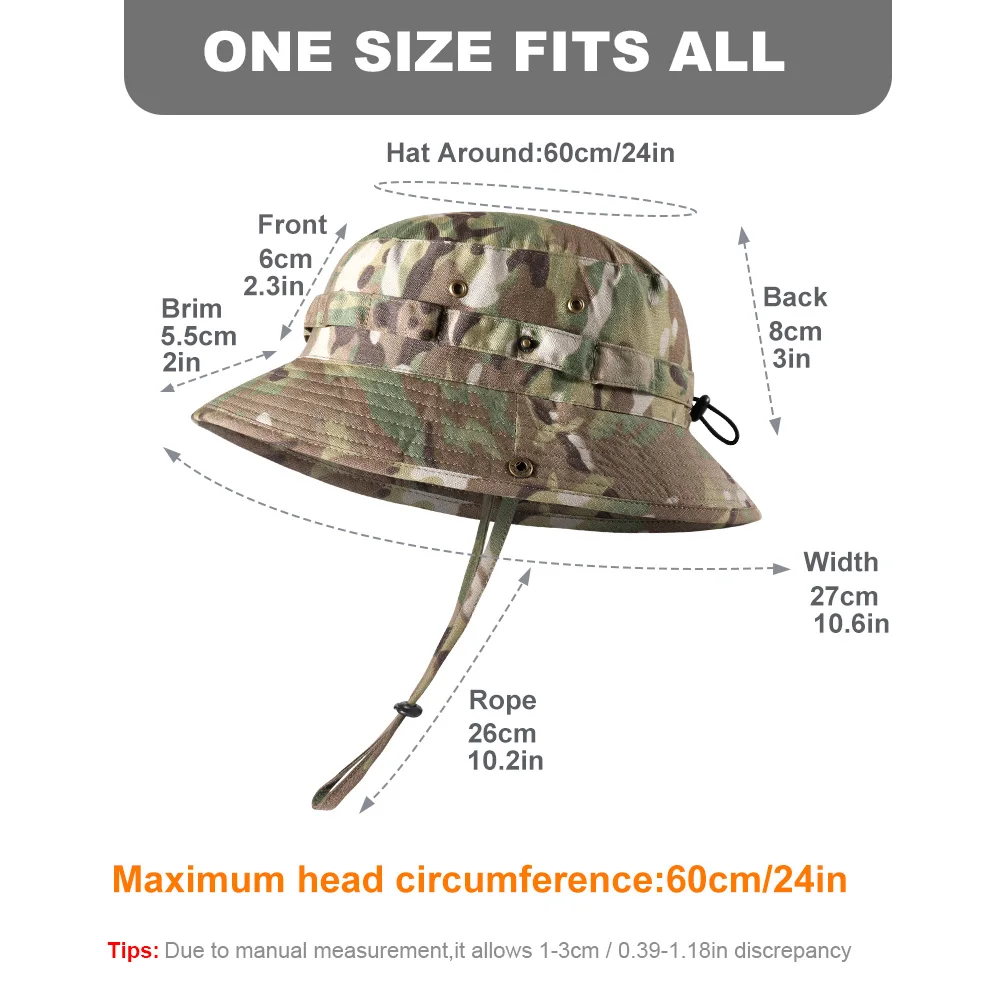 Camouflage Boonie Hat Men Tactical Panama Hunting Fishing Outdoor Windproof Bucket Hats Foldable Fisherman Nepalese Sun Caps Men