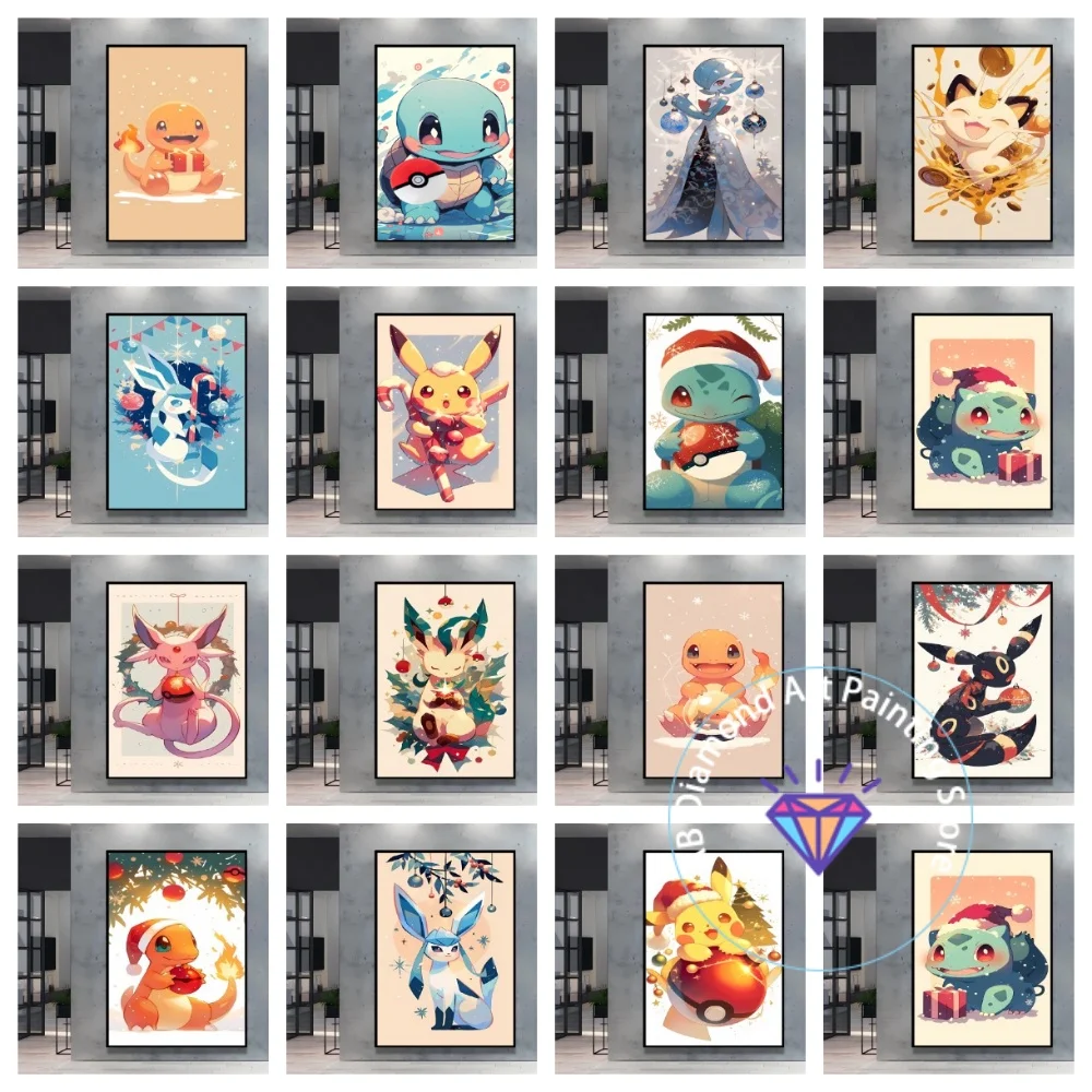 

Pokemon Umbreon Pikachu Cartoon Christmas Square Round AB Diamond Painting Kit 5D DIY Handmade Crafts Home Decor Children Gift