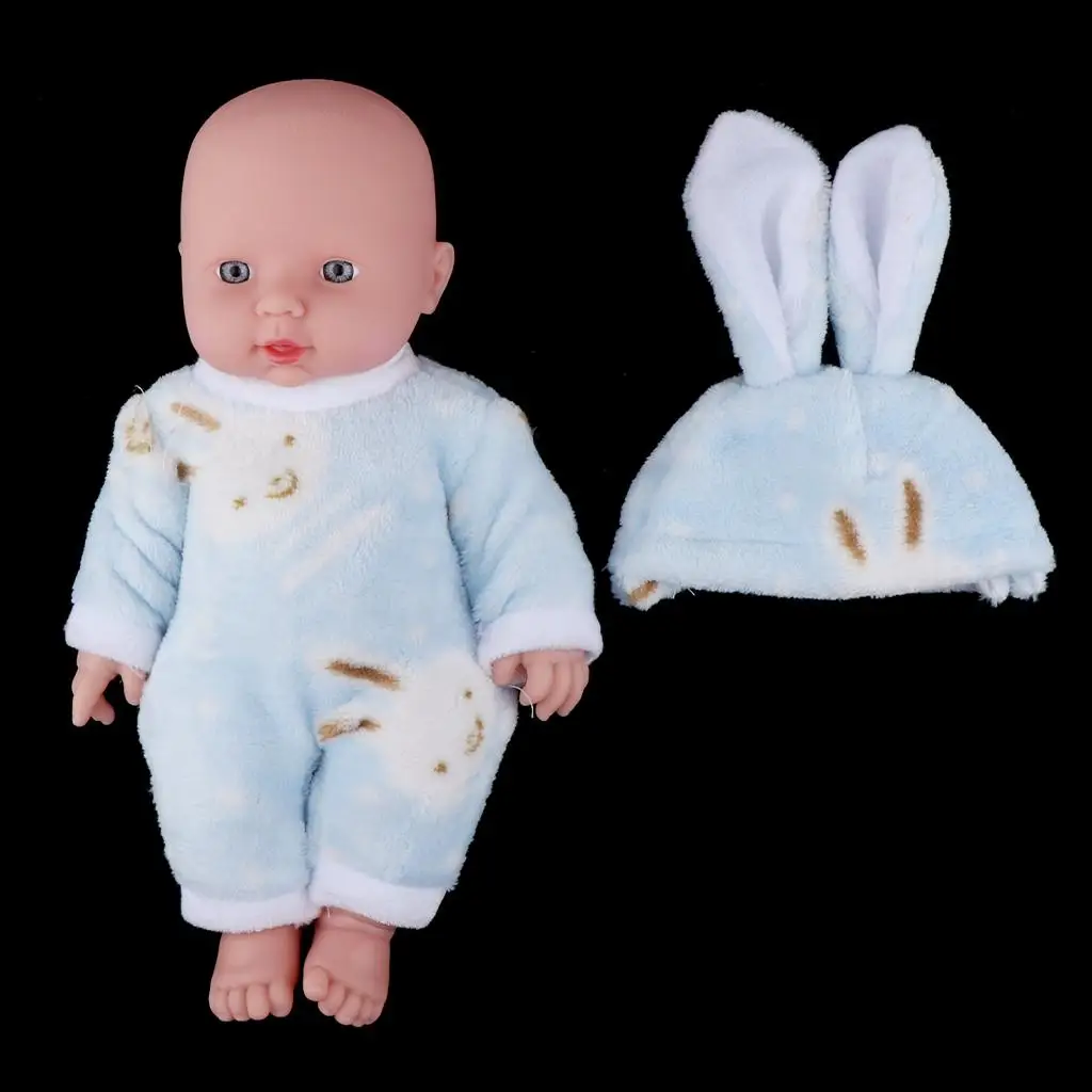 12 inch Doll Full Vinyl Newborn Baby w. Clothes Kids Toys Xmas Gifts Blue