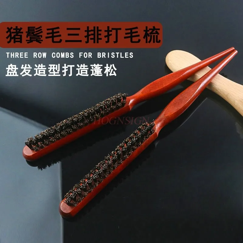 Hair styling, bristle hair, three rows of combs, pointed tail comb, evening makeup, hair styling tools