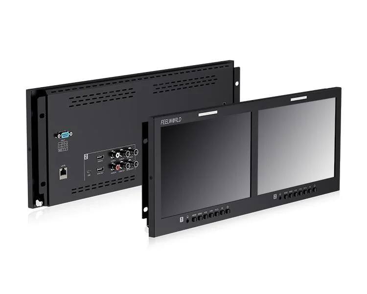شاشة Feelworld D101 PLUS 10.1 بوصة 4RU Rackmount 4K Full HD شاشة مزدوجة HDMI متوافقة مع SDI 1920x1200IPS للتسجيل