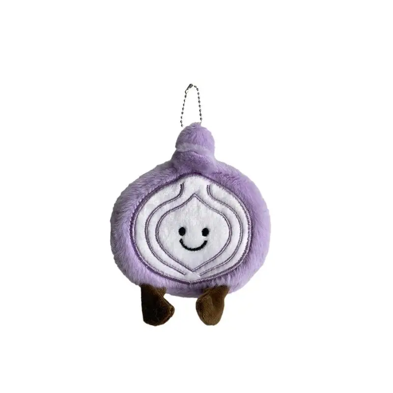 Lindo cebolla de peluche monedero colgante llavero Kawaii dibujos animados simulación creativa cebolla bolsa de almacenamiento varios dijes cartera