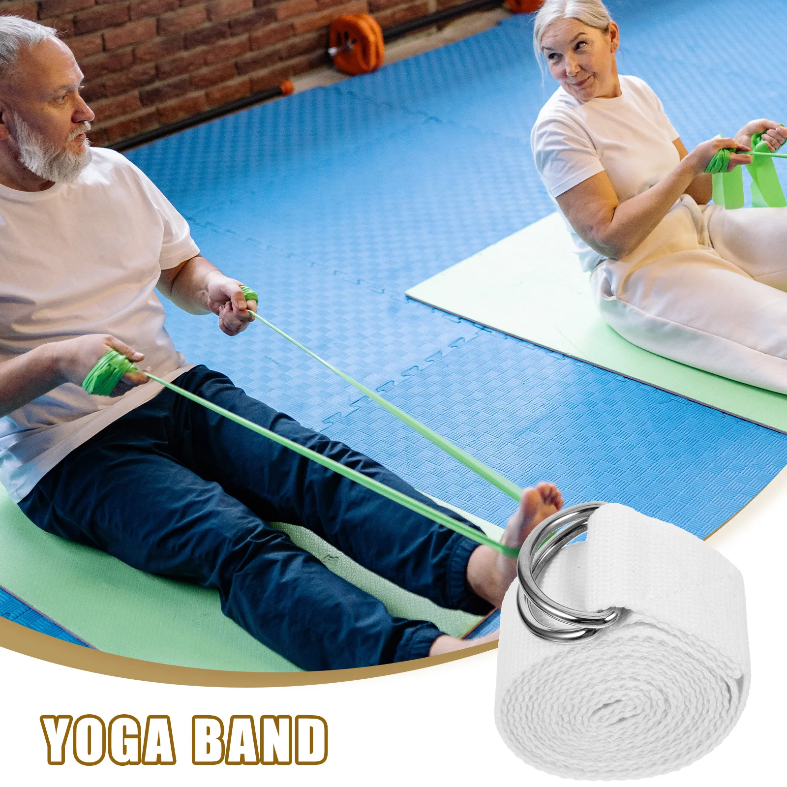 

Yoga Stretching Belt Straps Equipment Tension Band for Women Polyester Cotton with Loops