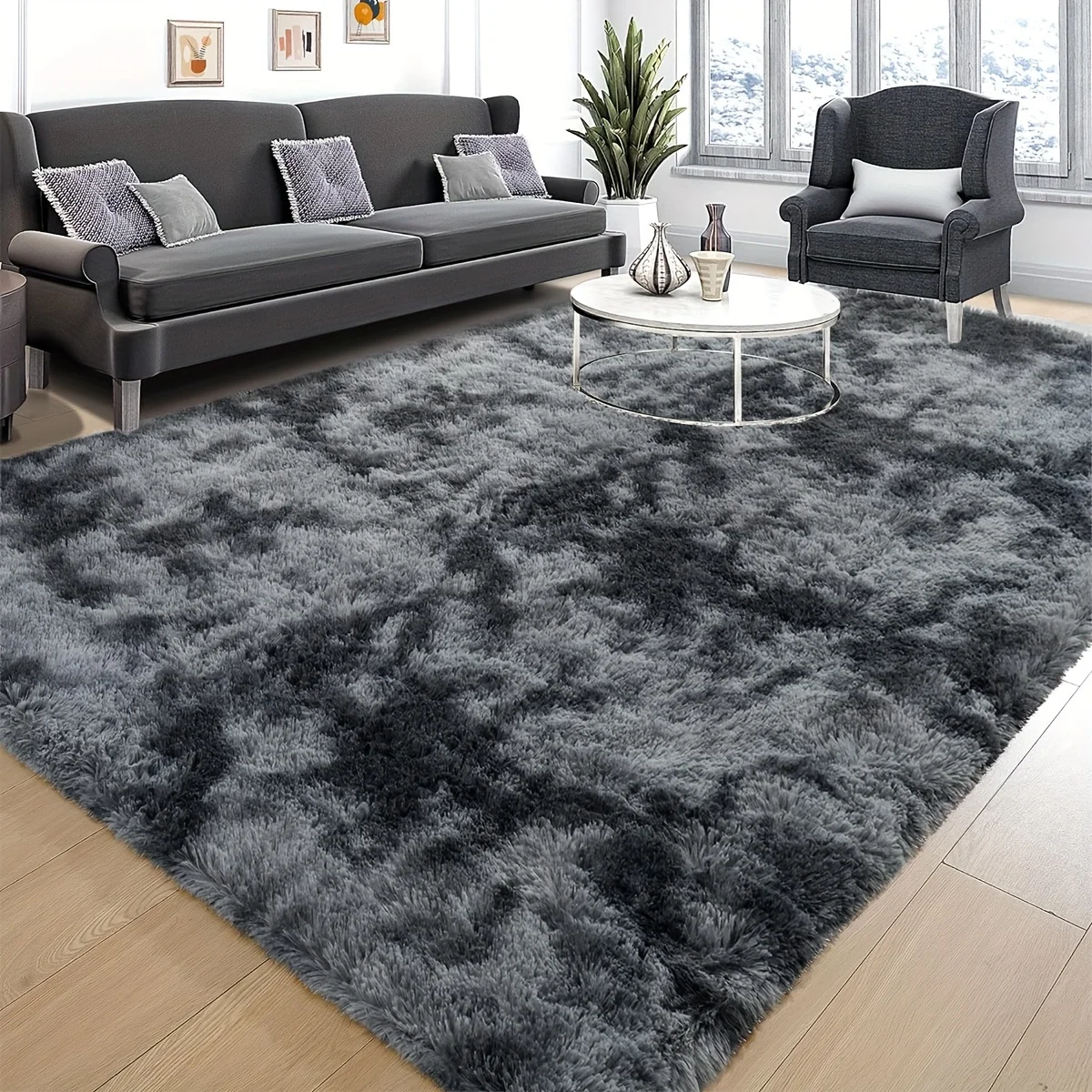 

VIKAMA Rectangular Plush Carpet Rug Soft Shaggy Fluffy Plush Floor Mats Children's Room Play Mats Blank Pattern Area Rug Home