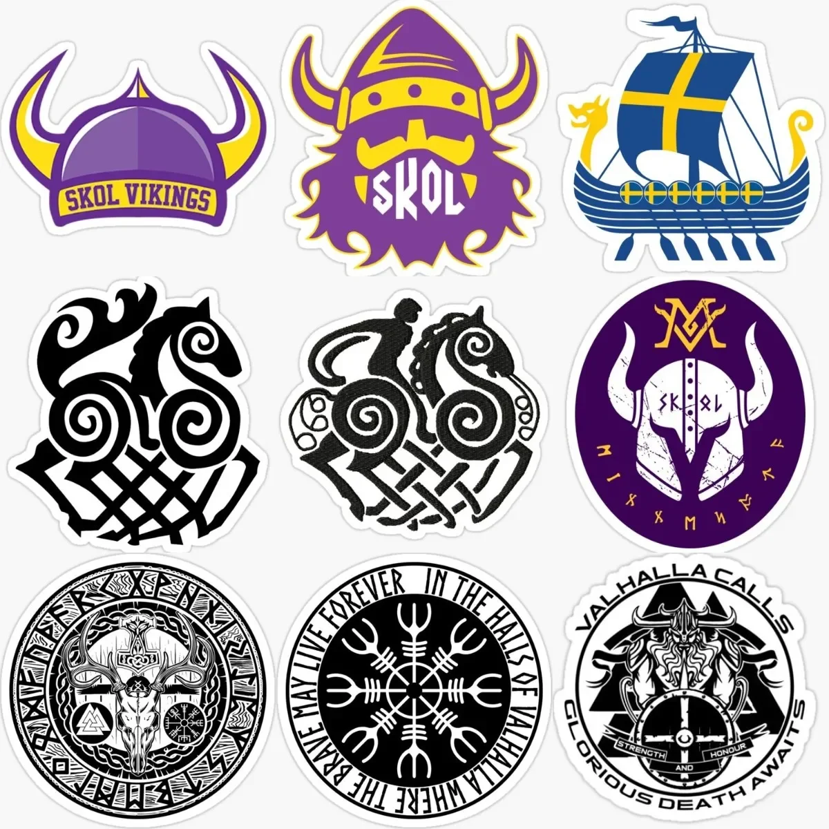 

Viking Warrior Helmet Ship Sleipnir Totems Creative Stickers Accessories for Decorate Car Suv Wall Table Fridge Window Off-road