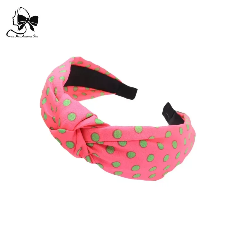 2023 Women Neon Color Polka Hair Hoop Hair Bands Girls Dot Headband Wide Hairband Knot Headwear Accessories